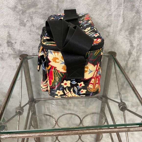 Vera Bradley Mini Cooler Floral Black Insulated Coated Lunch Bag Sack Zipper - Picture 4 of 15